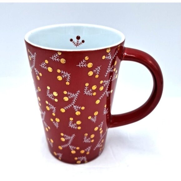 Davids Tea The Perfect Mug 16 oz 473 mL Berry Red - Holly Golden Berry Branches - Picture 4 of 9